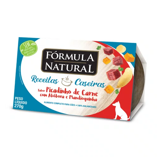 Ração Úmida Fórmula Natural Receitas Caseiras para Cães Sabor Picadinho de Carne com Abóbora e Mandioquinha 270g
