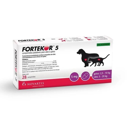 Tratamento para Insuficiências Elanco Fortekor Flavour para Cães e Gatos 5mg