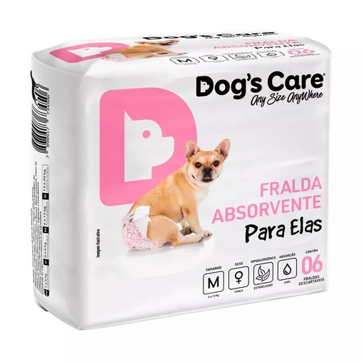 FRALDA DOGS CARE FEMEA M 6 A 13KG C/6 UN