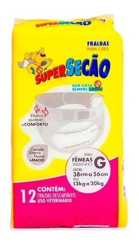Fralda Higiênica Petix SuperSecão para Cães Fêmeas G 12 Unidades