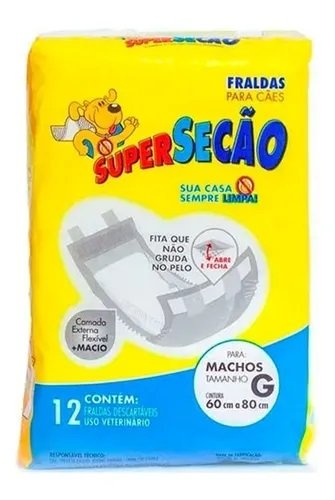 Fralda Higiênica Petix SuperSecão para Cães Machos G 12 Unidades