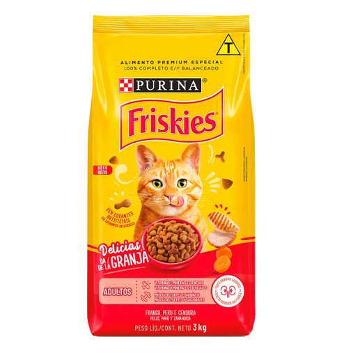 Ração Friskies para Gatos Adultos sabor Frango, Peru e Cenoura 3Kg