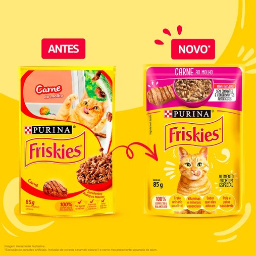 Sachê Friskies para Gatos Adultos Sabor Carne ao Molho 85g