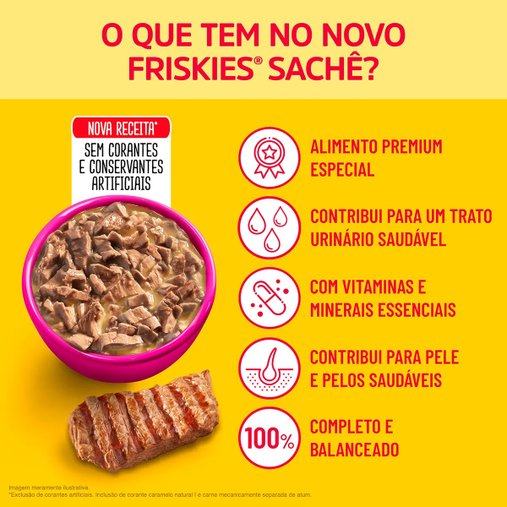 Sachê Friskies para Gatos Adultos Sabor Carne ao Molho 85g