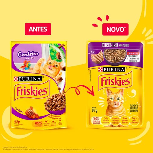 Sachê Friskies para Gatos Adultos Sabor Cordeiro ao Molho 85g