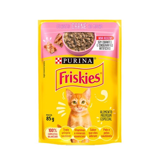 Sachê Friskies para Gatos Filhotes Sabor Carne ao Molho 85g