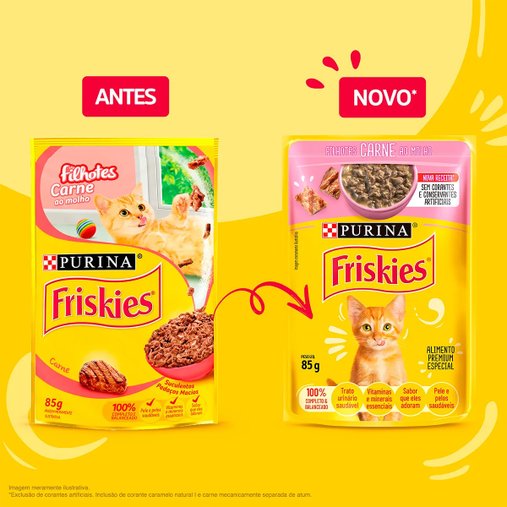 Sachê Friskies para Gatos Filhotes Sabor Carne ao Molho 85g