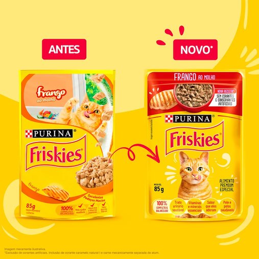 Sachê Friskies para Gatos Adultos Sabor Frango ao Molho 85g