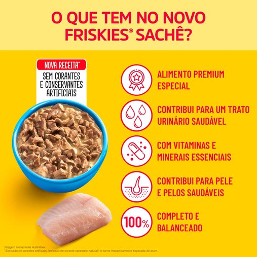 Sachê Friskies para Gatos Adultos Sabor Peixe Branco ao Molho 85g