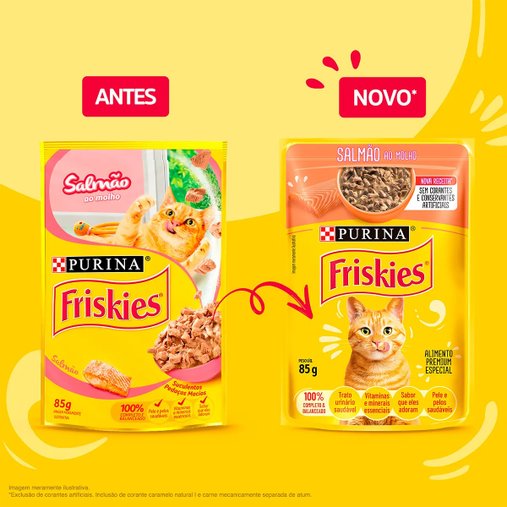 Sachê Friskies para Gatos Adultos Sabor Salmão ao Molho 85g