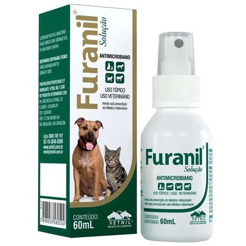 Antimicrobiano Vetnil Furanil Spray para Cães e Gatos 60ml