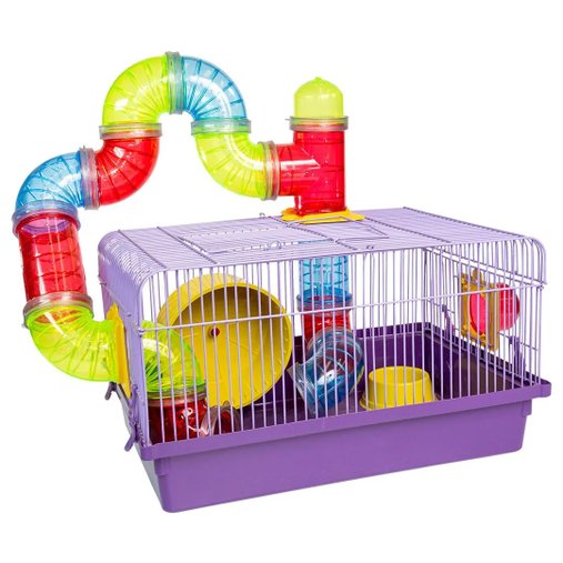 GAIOLA HAMSTER TUBO LUXO CORES MISTAS