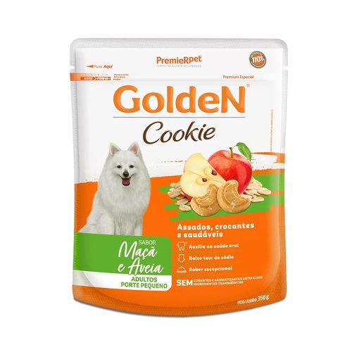 Petiscos Golden Cookie para Cães Adultos Raças Pequenas Sabor Maçã e Aveia 350g