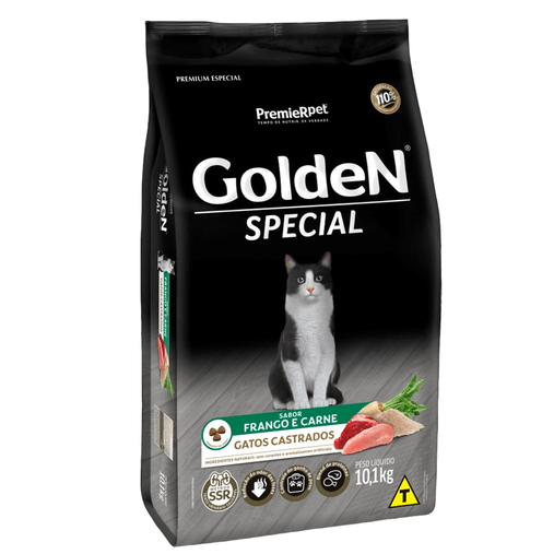 Ração Golden Special para Gatos Castrados Sabor Frango e Carne 10,1Kg
