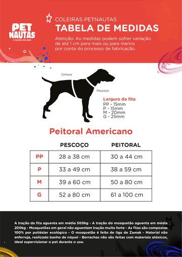 Guia Peitoral Americano para Cães PP Foguete Rosa Petnautas