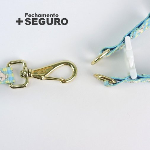 GUIA PEITORAL AMERICANO URSO AZUL G BONITO PRA CACHORRO