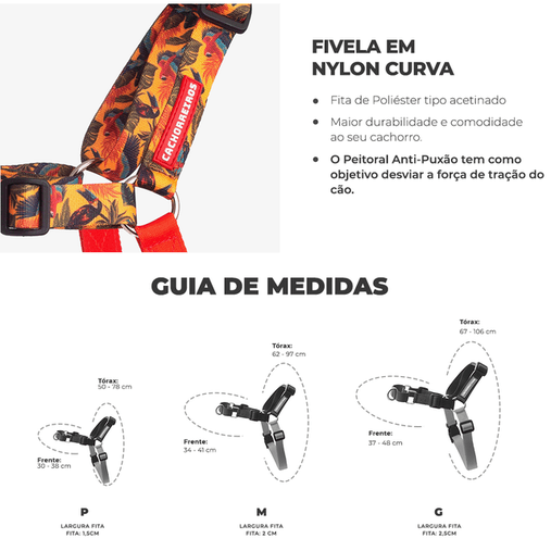 Guia Peitoral Cachorreiros Anti Puxão Guyra para Cães M