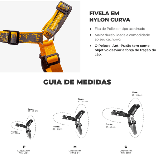 Guia Peitoral Cachorreiros Anti Puxão Outdoor para Cães P