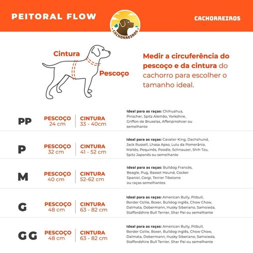 Guia Peitoral Cachorreiros Flow Preta para Cães PP