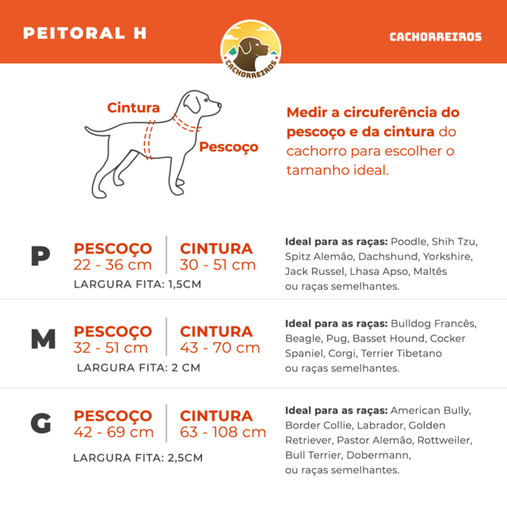 Guia Peitoral Cachorreiros H Guyra para Cães P