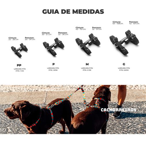 Guia Peitoral Cachorreiros H Honey para Cães P