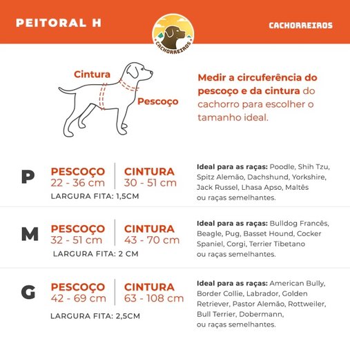Guia Peitoral Cachorreiros H Pitaya para Cães P