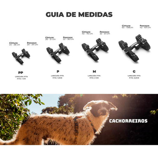 Guia Peitoral Cachorreiros H T-Mutts para Cães P