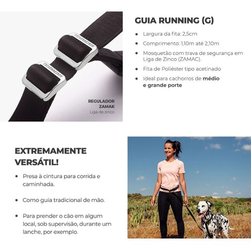 Guia Running Cachorreiros Black para Cães G