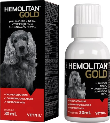 Suplemento Mineral Vitamínico Vetnil Hemolitan Gold Gotas 30ml