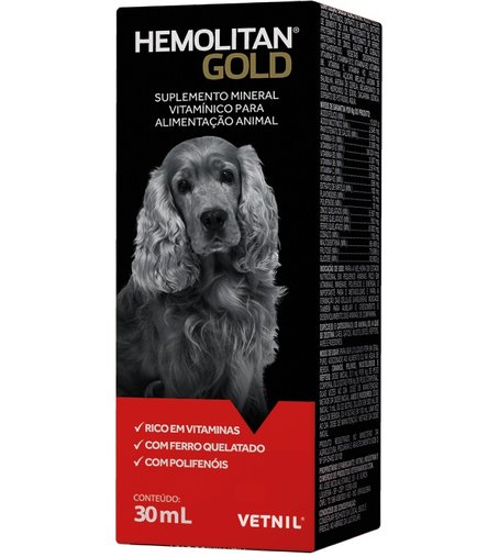 Suplemento Mineral Vitamínico Vetnil Hemolitan Gold Gotas 30ml