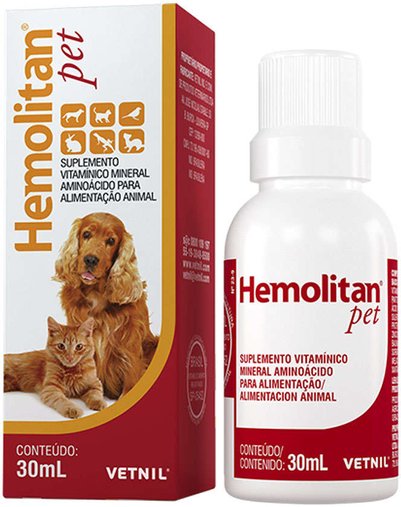 Suplemento Vitamínico Mineral Hemolitan Pet Gotas 30ml