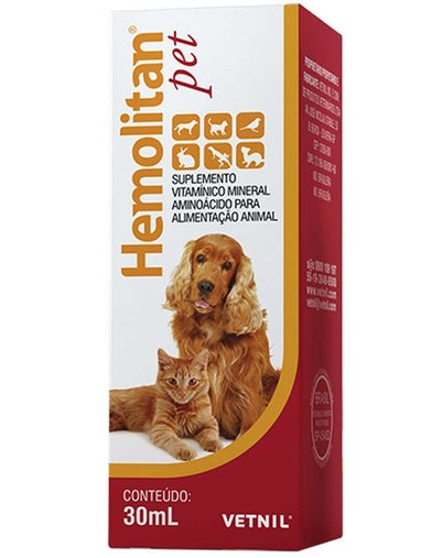 Suplemento Vitamínico Mineral Hemolitan Pet Gotas 30ml