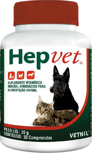 Suplemento Vitamínico Vetnil Hepvet para Cães e Gatos 30 comprimidos 30g