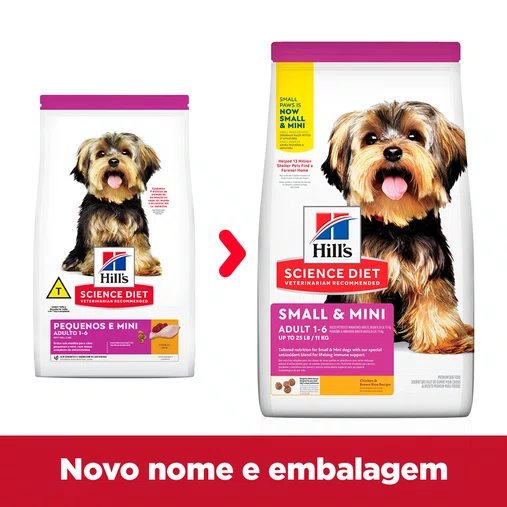 HILLS CANINE ADULTO PEQUENOS E MINI 2,04KG