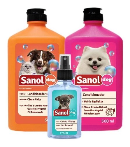 KIT SANOL DOG DE SHAMPOO, COLONIA E CONDICIONADOR