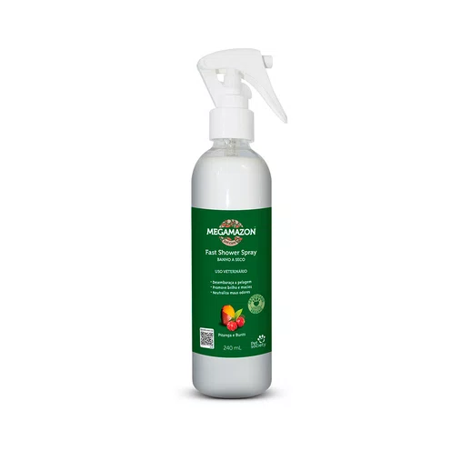 Banho a Seco Megamazon Fast Shower Dry Bath para Cães e Gatos 240ml