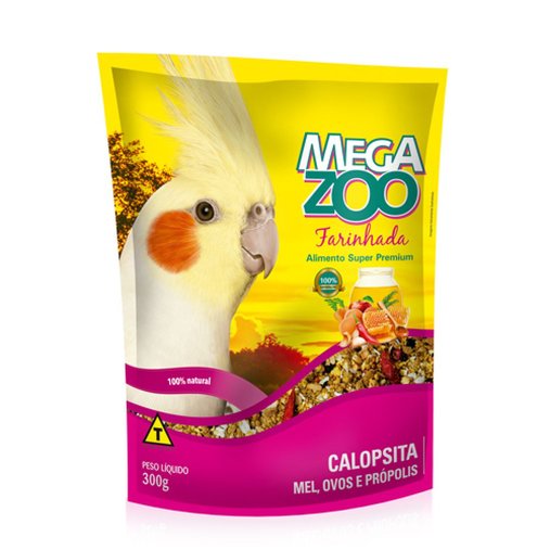 Ração Megazoo Farinhada para Calopsitas sabor Mel, Ovos e Própolis 300g
