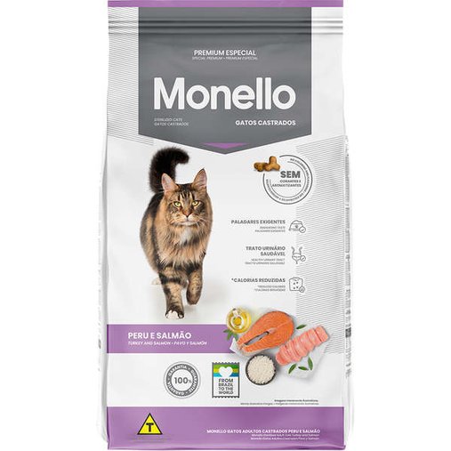 Ração Monello para Gatos Castrados sabor Peru e Salmão 10,1Kg