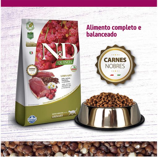 Ração N&D Quinoa Urinary para Gatos Adultos Sabor Pato, Quinoa e Camomila 1,5Kg