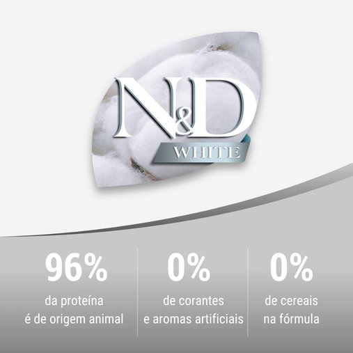 Ração N&D White para Cães Adultos Raças Pequenas Sabor Merluza, Spirulina e Erva Doce 2Kg