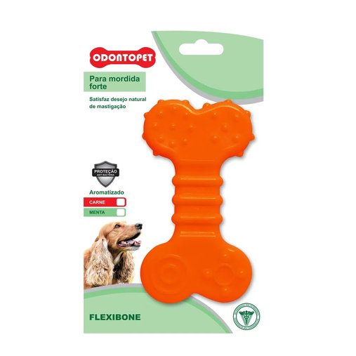 Brinquedo Odontopet Osso Flexi Flat Laranja 22kg para Cães