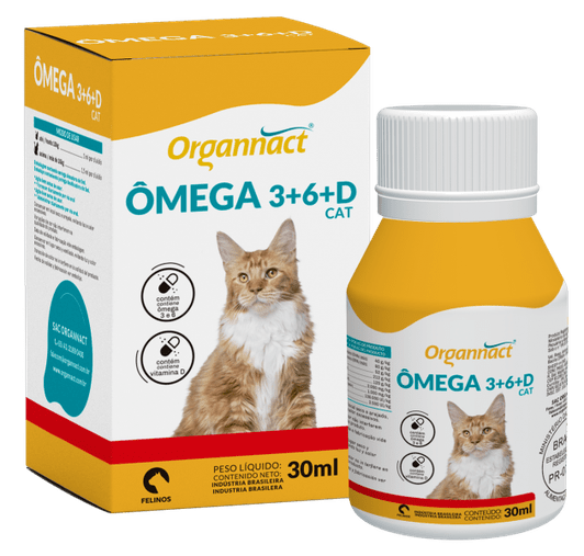 Suplemento Vitamínico Organnact Ômega 3+6+D Cat para Gatos 30ml