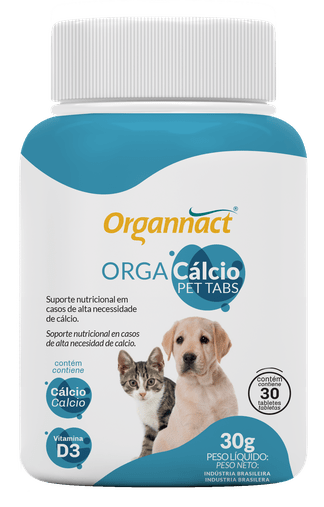 Suplemento Vitamínico Organnact Orga Cálcio Pet Tabs para Cães e Gatos 30g