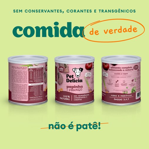 Patê Pet Delícia Natural Papinha para Cães Filhotes Sabor Frango 320g