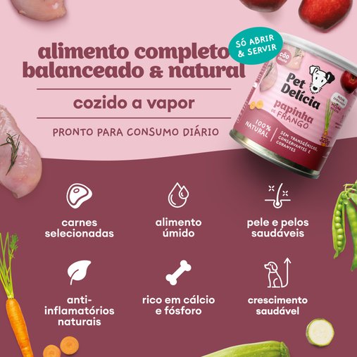 Patê Pet Delícia Natural Papinha para Cães Filhotes Sabor Frango 320g