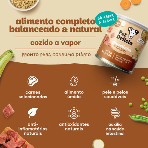 Patê Pet Delícia Natural para Cães Adultos Sabor Panelinha de Carne 320g