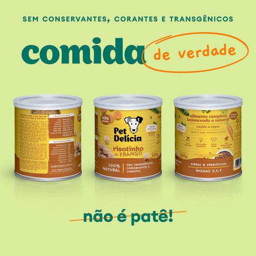 Patê Pet Delícia Natural para Cães Adultos Sabor Risotinho de Frango 320g