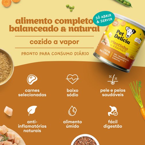 Patê Pet Delícia Natural para Cães Adultos Sabor Risotinho de Frango 320g