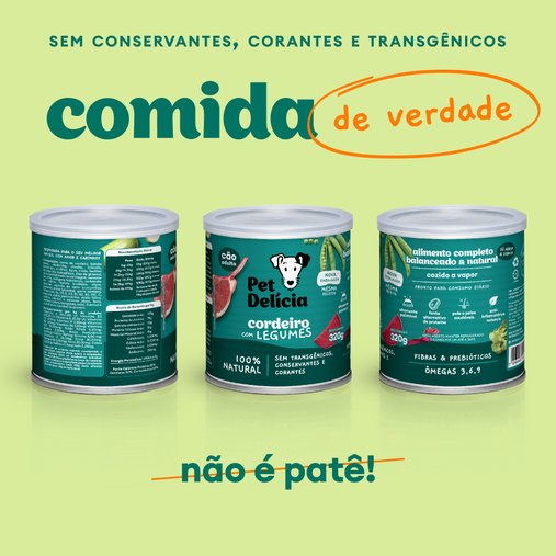Patê Pet Delícia Natural para Cães Sabor Cordeiro com Legumes 320g