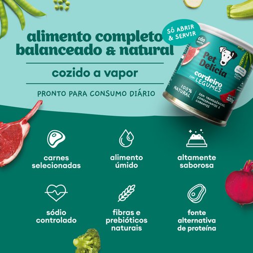 Patê Pet Delícia Natural para Cães Sabor Cordeiro com Legumes 320g
